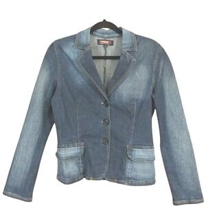 Angel Jeans Vintage Y2K Denim Blazer Jacket Medium Blue Wash Sze Juniors Large